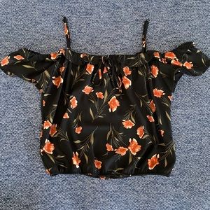 Black floral shirt